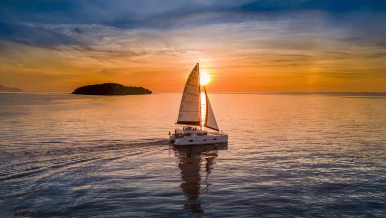 A phinisi under way in Komodo National Park