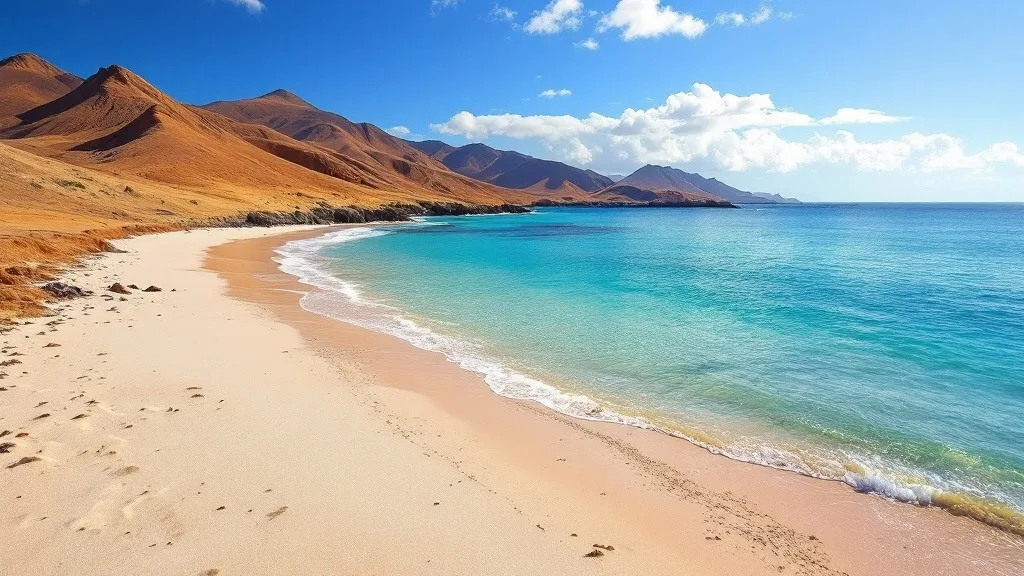 Pale pink sand meeting turquoise water at Pantai Merah, Komodo National Park