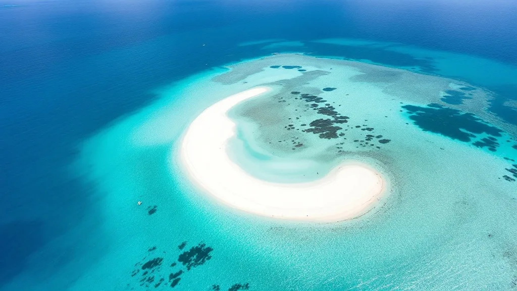 Crescent white sandbar surrounded by shallow turquoise water at Taka Makassar, Komodo National Park